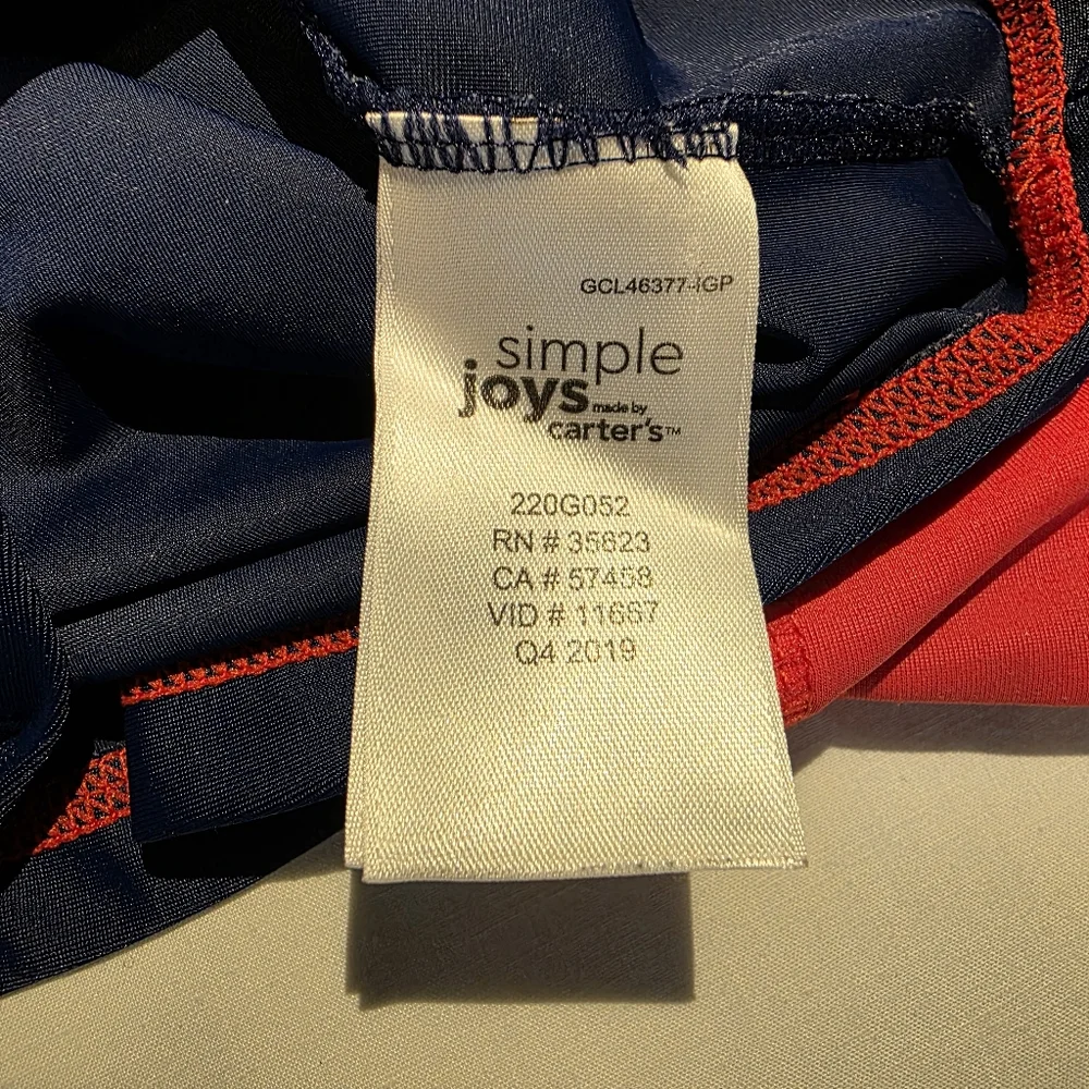 Simple Joys Carter's Toddler Swim Rash Guard Shirt 18 Months Red Blue Anchor